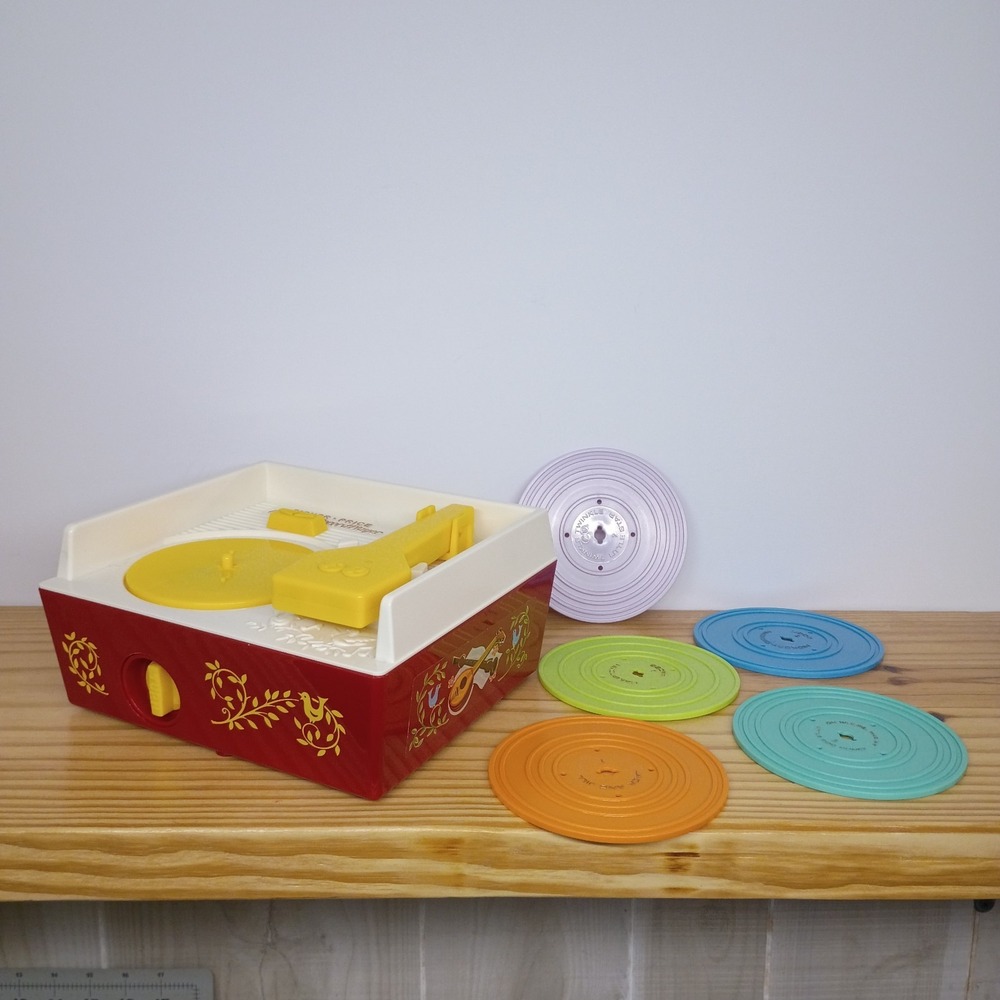 Retro Fisher-Price Music Box Record Player with 5 Records Working Good Condition